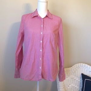 Women's Talbots Long Sleeve Button Up Pink & White Gingham Top Size Small Cotton